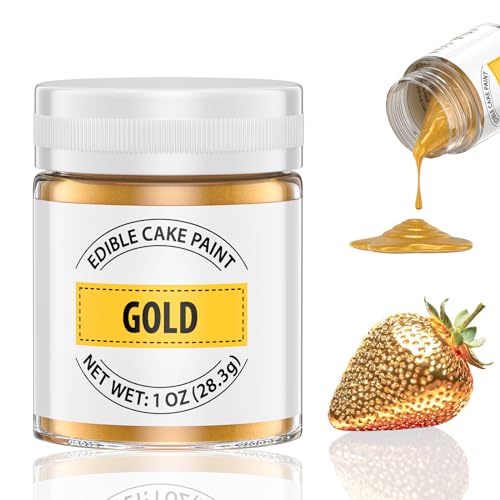 Gold Essbarer Glitzer, 28g Flüssiges Essbares Glitzerpulver für Kuchen - Eskalieren Metallisch Glitzer Paint für Fondant, Schokolade, Kuchendeko, Lebensmittel Glitzer Glitzerpuder für Torten Gold Essbarer Glitzer, 28g Flüssiges Essbares Glitzerpulver für Kuchen - Eskalieren Metallisch Glitzer Paint für Fondant, Schokolade, Kuchendeko, Lebensmittel Glitzer Glitzerpuder für Torten von Waysroma