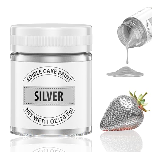 Silber Essbarer Glitzer, 28g Flüssiges Essbares Glitzerpulver für Kuchen - Eskalieren Metallisch Glitzer Paint für Fondant, Schokolade, Kuchendeko, Lebensmittel Glitzer Glitzerpuder für Torten Silber Essbarer Glitzer, 28g Flüssiges Essbares Glitzerpulver für Kuchen - Eskalieren Metallisch Glitzer Paint für Fondant, Schokolade, Kuchendeko, Lebensmittel Glitzer Glitzerpuder für Torten von Waysroma