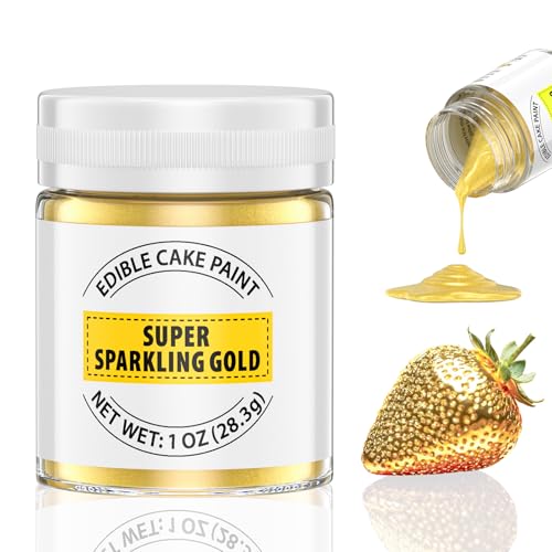 Sparkle Gold Essbarer Glitzer, 28g Flüssiges Essbares Glitzerpulver für Kuchen - Eskalieren Metallisch Glitzer Paint für Fondant, Schokolade, Kuchendeko, Lebensmittel Glitzer Glitzerpuder für Torten Sparkle Gold Essbarer Glitzer, 28g Flüssiges Essbares Glitzerpulver für Kuchen - Eskalieren Metallisch Glitzer Paint für Fondant, Schokolade, Kuchendeko, Lebensmittel Glitzer Glitzerpuder für Torten von Waysroma