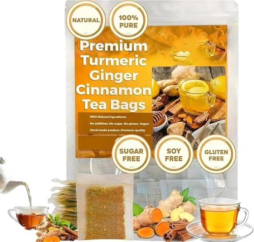 Natural Turmeric Ginger Cinnamon Tea Bags, 100% Organic Hand-made Blend of Turmeric, Cinnamon and Ginger, Herbal Tea, Unique Flavor Herbal Tea, No Sugar, No Caffeine, No Gluten, Vegan (1) von Wbietu