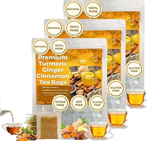 Natural Turmeric Ginger Cinnamon Tea Bags, 100% Organic Hand-made Blend of Turmeric, Cinnamon and Ginger, Herbal Tea, Unique Flavor Herbal Tea, No Sugar, No Caffeine, No Gluten, Vegan (3) von Wbietu