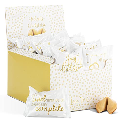 WeddingTree 30 x Glückskekse Hochzeit - Made in Germany – Einzeln verpackt - Geschenkideen für Hochzeitspaar - Geschenk Hochzeit und Verlobung - Hochzeitsgeschenk Deko - Gastgeschenke Hochzeit von WeddingTree