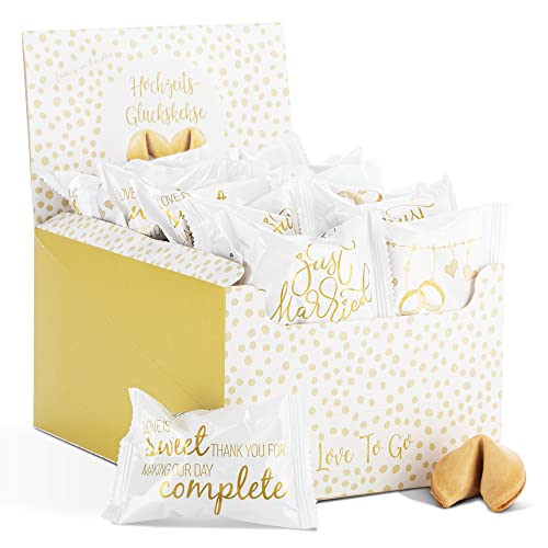 WeddingTree 30 x Glückskekse Hochzeit - Made in Germany – Einzeln verpackt - Geschenkideen für Hochzeitspaar - Geschenk Hochzeit und Verlobung - Hochzeitsgeschenk Deko - Gastgeschenke Hochzeit von WeddingTree