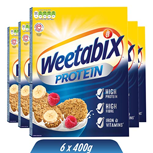 Weetabix Protein Frühstückscerealien 6 x 440 g – Vollkornfrühstück aus Großbritannien – Gesunde Cerealien mit viel Eiweiß und Ballaststoffen von Weetabix