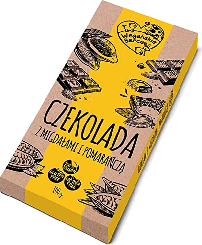Schokolade mit Mandeln und Orange 100 g Wegańskie serce Schokolade mit Mandeln und Orange 100 g Wegańskie serce von Wegańskie serce
