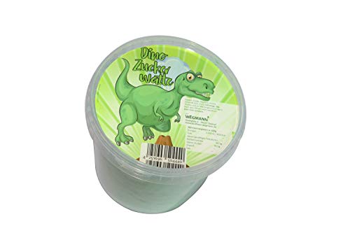 Wegmann XXL grüne Dinosaurier-Zuckerwatte im Eimer mit leckerem Apfelgeschmack und Premium-Qualität 50 g (1er Pack) von Wegmann