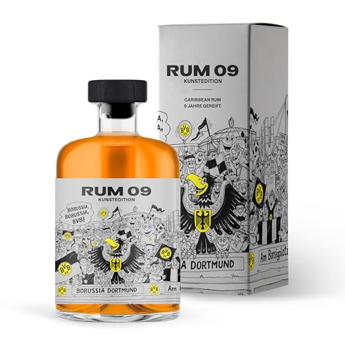 BVB Rum 09 das Original | mit hochwertiger Geschenkverpackung | 500ml Einzelflasche | 40% vol | Rum Kunstedition des BVB 09 | hochwertiger Rum | Geschenkidee für echte Borussia Dortmund Fans von WeiLa