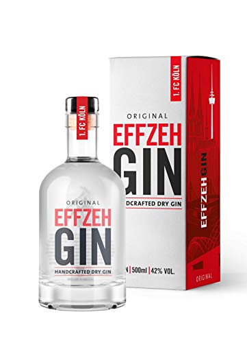Original EFFZEH Gin | mit hochwertiger Geschenkverpackung | Handcrafted Gin | 500ml Einzelflasche | 42% vol | 1. FC Köln | Geschenkidee für echte FC Köln Fans von WeiLa
