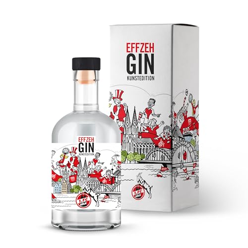 Effzeh Kunstedition by Andreas Ganther | mit hochwertiger Geschenkverpackung | Handcrafted Gin | 500ml Einzelflasche | 42% vol | hochwertiger Gin | Geschenkidee für echte FC Köln Fans von WeiLa