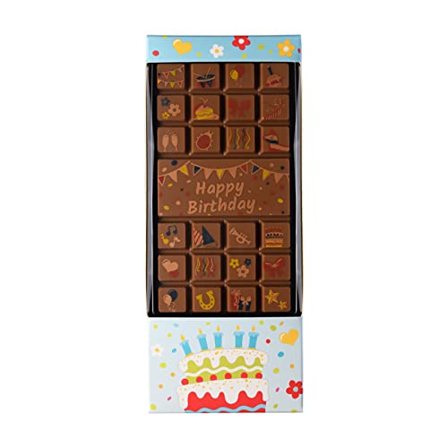Weibler-Tafel mit Gruß "Happy Birthday" aus Schokolade, 70 g von Weibler Confiserie