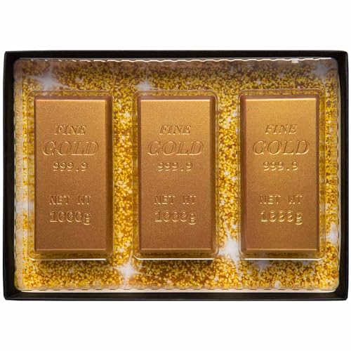 Schokoladen Goldbarren Geschenkpackung 75g, drei Schoko-Goldbarren für besondere Anlässe, Geburtstage und Jubiläen von Weibler