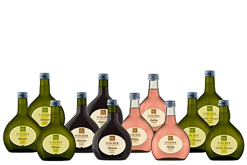 WEIN WISCHER Franken Weinpaket To-Go [12 x 0,25 l] Silvaner, Domina, Rotling, Müller-Thurgau | Frühling [Qualitätswein] Bocksbeutel von Wein Wischer Nordheim am Main