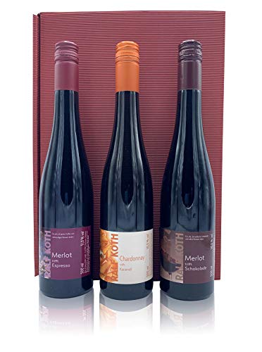 Weinset "Wein trifft auf Schoko, Espresso und Karamell" 3 x 0,5l im Geschenkkarton von Wein & Secco Köth