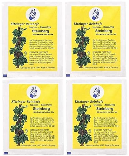 4er Pack Steinberg Trockenhefe von Arauner Kitzinger - Weinhefe | Reinhefe | Wein selber machen von Wein