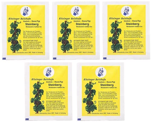 Arauner Kitzinger Trockenhefe Steinberg, 5er Pack, für 250 Liter Arauner Kitzinger Trockenhefe Steinberg, 5er Pack, für 250 Liter von Wein