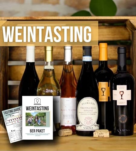 Wein Tasting Set 6er Paket | Home Tasting mit Videobegleitung | Online Weinverkostung | Wein-Probe für Zuhause als Geschenk | 6 Weine | Geschenkbox von WeinDaheim