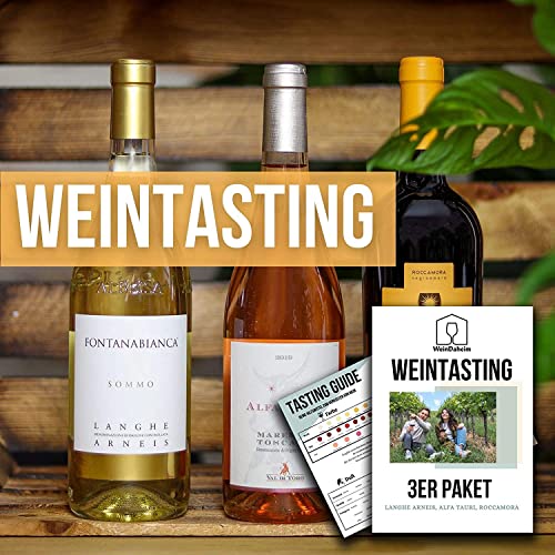 Wein Tasting Set 3er Paket | Home Tasting mit Videobegleitung | Online Weinverkostung | Wein-Probe für Zuhause als Geschenk | 3 Weine | Geschenkbox von WeinDaheim