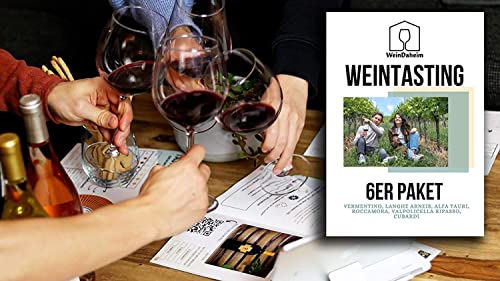 Wein Tasting Set 6er Paket | Home Tasting mit Videobegleitung | Online Weinverkostung | Wein-Probe für Zuhause als Geschenk | 6 Weine von WeinDaheim