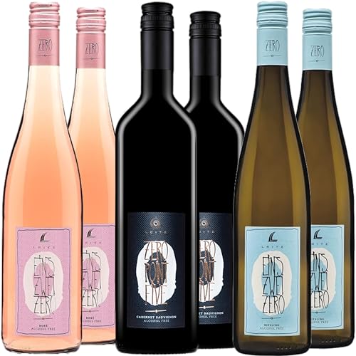 Alkoholfreies Weinpaket | Rotwein, Weißwein, Rosé von Weingut Leitz | Alkoholfreier Wein mit gratis DropStop (6 x 0,75l) von Weindiele