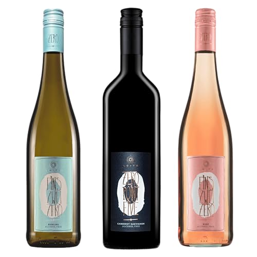 Alkoholfreies Weinpaket | Rotwein, Weißwein, Rosé von Weingut Leitz | Alkoholfreier Wein mit gratis DropStop (3 x 0,75l) von Weindiele