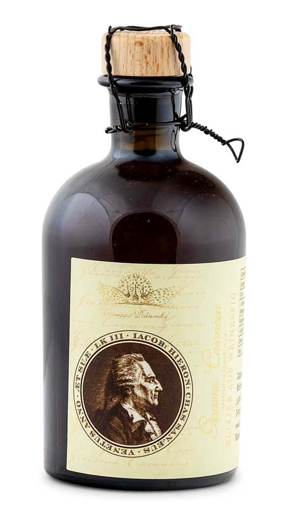 Giacomo Casanova Weinessig mit wilden Pomeranzen & Lavendel Giacomo Casanova Weinessig mit wilden Pomeranzen & Lavendel von Weinessiggut Doktorenhof Wiedemann GmbH