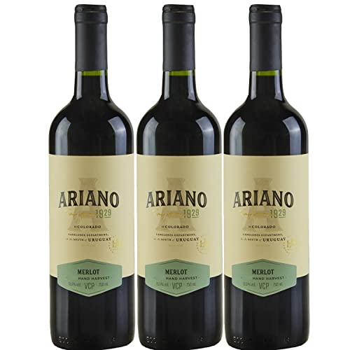 Ariano Merlot Rotwein Wein Trocken Uruguay (3 x 0,75l) von Weingut Ariano