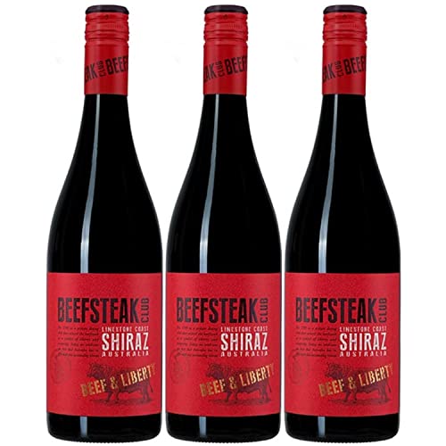 Beefsteak Club Beef & Liberty Shiraz Rotwein Wein Trocken Australien I Versanel Paket (3 x 0,75l) von Weingut Beefsteak Club