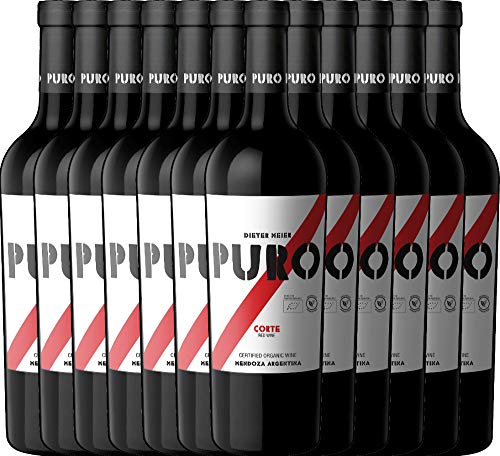 12er Paket - Puro Corte 2019 - Dieter Meier mit VINELLO.weinausgießer | trockener Rotwein | argentinischer Biowein aus Mendoza | 12 x 0,75 Liter von Weingut Dieter Meier