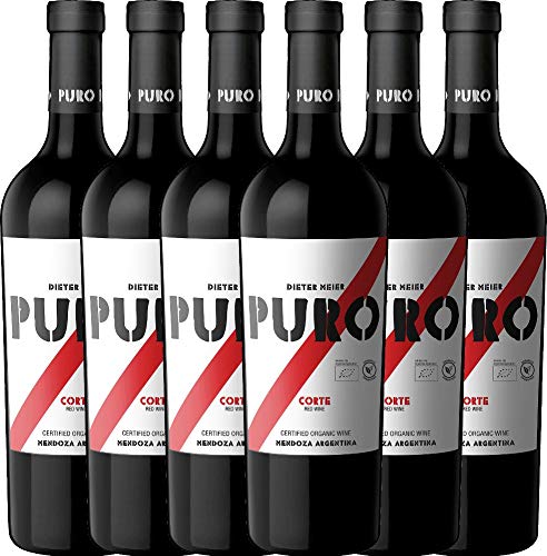6er Paket - Puro Corte 2019 - Dieter Meier mit VINELLO.weinausgießer | trockener Rotwein | argentinischer Biowein aus Mendoza | 6 x 0,75 Liter von Weingut Dieter Meier