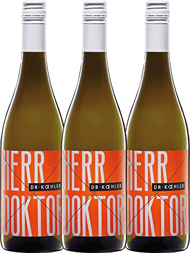VINELLO 3er Weinpaket Weißwein - Herr Doktor 2019 - Dr. Koehler mit Weinausgießer | trockener Sommerwein | deutscher Weißwein aus Rheinhessen | 3 x 0,75 Liter VINELLO 3er Weinpaket Weißwein - Herr Doktor 2019 - Dr. Koehler mit Weinausgießer | trockener Sommerwein | deutscher Weißwein aus Rheinhessen | 3 x 0,75 Liter von Weingut Dr. Koehler