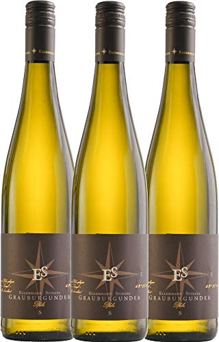 Grauburgunder trocken von Ellermann-Spiegel - Weißwein 3 x 0,75l VINELLO - 3er - Weinpaket inkl. kostenlosem VINELLO.weinausgießer von Weingut Ellermann-Spiegel