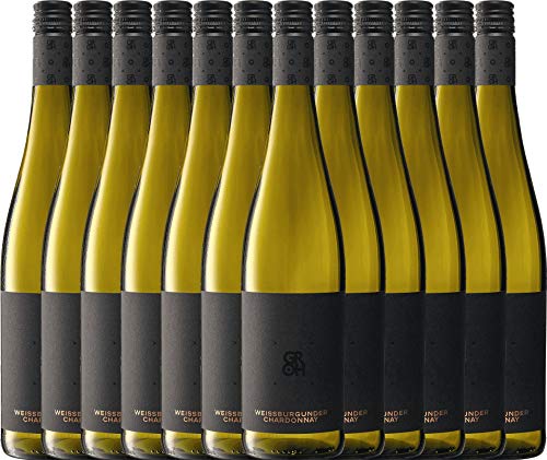 VINELLO 12er Weinpaket Weißwein - Grohsartig Weißburgunder Chardonnay 2021 - Groh mit einem VINELLO.weinausgießer | 12 x 0,75 Liter von Weingut Groh