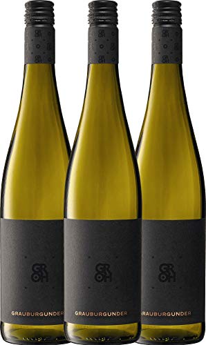 VINELLO 3er Weinpaket Weißwein - Grauburgunder 2020 - Groh mit einem VINELLO.weinausgießer | trockener Weißwein | deutscher Sommerwein aus Rheinhessen | 3 x 0,75 Liter von Weingut Groh