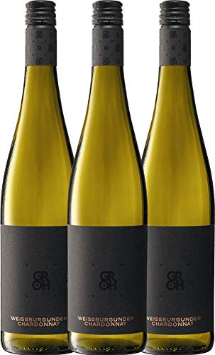 VINELLO 3er Weinpaket Weißwein - Grohsartig Weißburgunder Chardonnay 2021 - Groh mit einem VINELLO.weinausgießer | 3 x 0,75 Liter von Weingut Groh