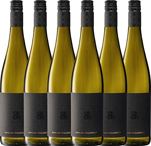 VINELLO 6er Weinpaket Weißwein - Grauburgunder 2020 - Groh mit einem VINELLO.weinausgießer | trockener Weißwein | deutscher Sommerwein aus Rheinhessen | 6 x 0,75 Liter von Weingut Groh