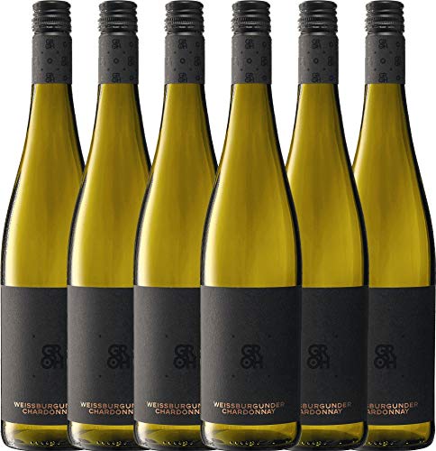 VINELLO 6er Weinpaket Weißwein - Grohsartig Weißburgunder Chardonnay 2021 - Groh mit einem VINELLO.weinausgießer | 6 x 0,75 Liter von Weingut Groh