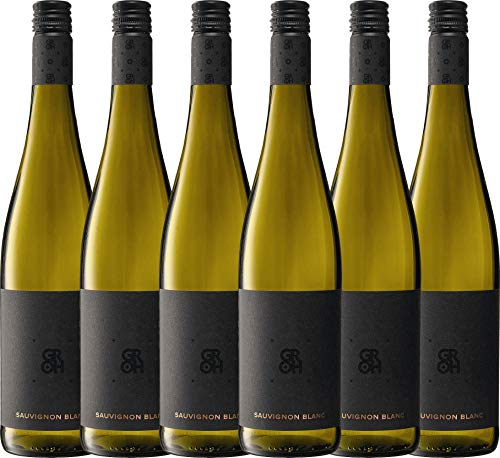 VINELLO 6er Weinpaket Weißwein - Sauvignon Blanc 2021 - Groh mit einem VINELLO.weinausgießer | 6 x 0,75 Liter von Weingut Groh