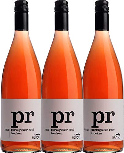 VINELLO 3er Weinpaket Rosé - Portugieser Rosé trocken 1,0 l 2021 - Thomas Hensel mit Weinausgießer | 3 x 1,00 Liter von Weingut Hensel