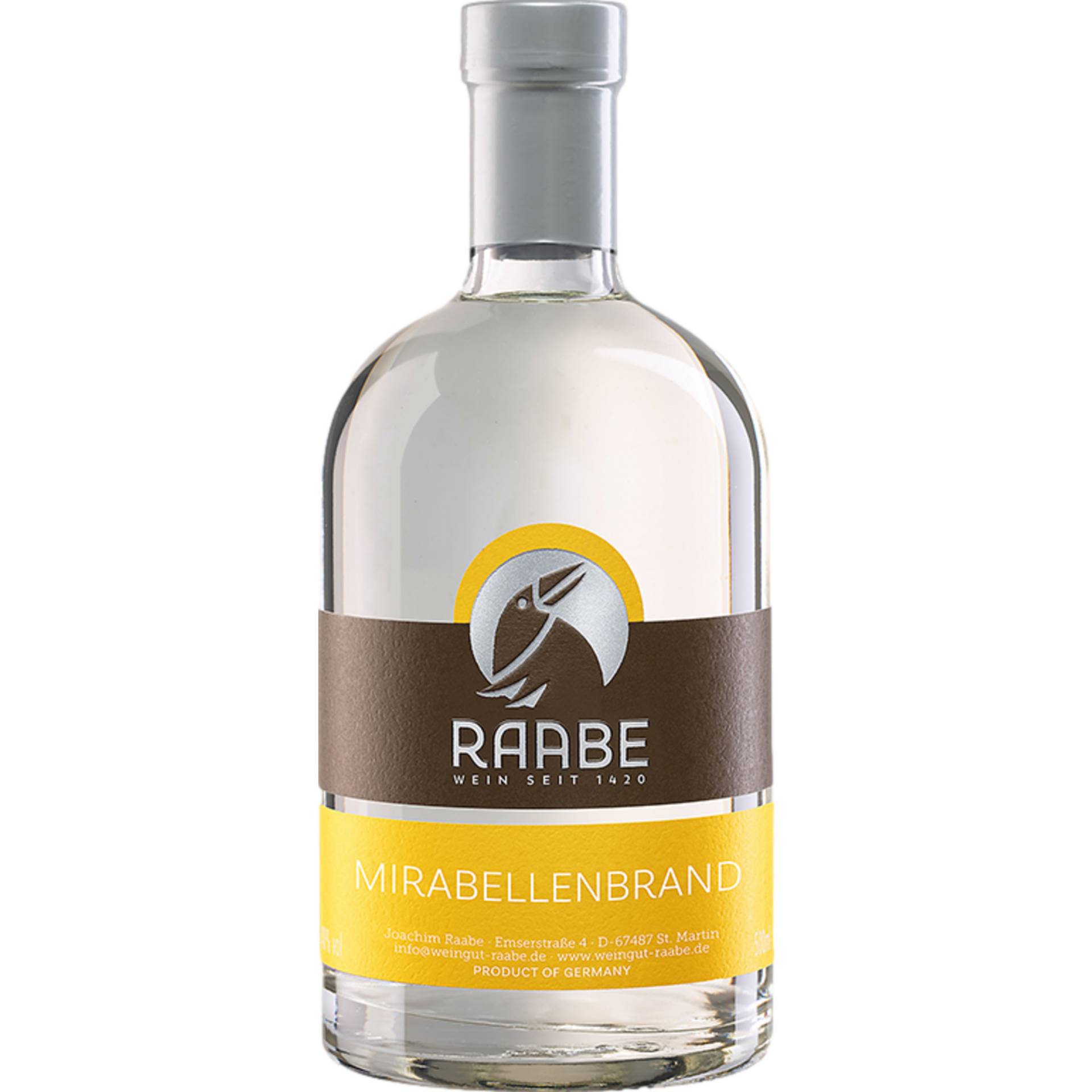 Raabe Pfälzer Geister Mirabellenbrand, Deutschland, 0,5 L, 40% Vol., Spirituosen Raabe Pfälzer Geister Mirabellenbrand, Deutschland, 0,5 L, 40% Vol., Spirituosen von Weingut Joachim Raabe - Kirchstraße 1, 67487 St. Martin - DE