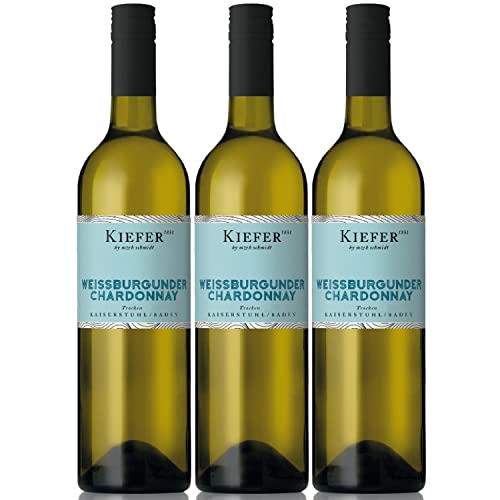 Weingut Kiefer Freche Kaiserstühler Weißburgunder Chardonnay Weißwein Wein Cuvée Trocken Deutschland I Visando Paket (3 x 0,75l) von Weingut Kiefer