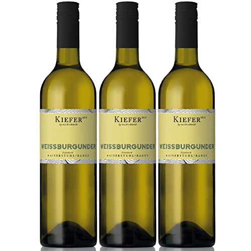 Weingut Kiefer Freche Kaiserstühler Weißburgunder QbA Weißwein Wein Feinherb Deutschland I Visando Paket (3 x 0,75l) von Weingut Kiefer