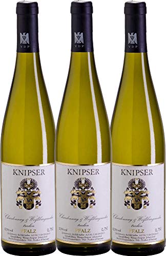 Chardonnay & Weißburgunder von Knipser - Weißwein 3 x 0,75l 2022 VINELLO - 3er - Weinpaket inkl. kostenlosem VINELLO.weinausgießer von Weingut Knipser