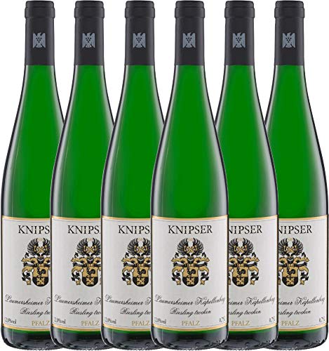 VINELLO 6er Weinpaket Weißwein - Kapellchen Riesling 2021 - Knipser mit Weinausgießer | 6 x 0,75 Liter von Weingut Knipser