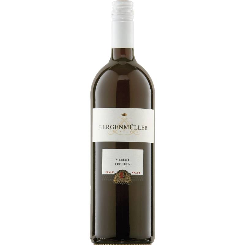 Lergenmüller Merlot, Trocken, Pfalz, 1,0L, Pfalz, 2023, Rotwein von Weingut Lergenmüller,76835,Hainfeld,Deutschland