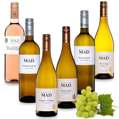 Weingut MAD Wein Probierset | 6 erlesene Weißweine & Rosé | Trockener Chardonnay, Welschriesling, Grüner Veltliner & mehr | Perfekt für Feinschmecker & Besondere Anlässe | Tasting-Set Weingut MAD Wein Probierset | 6 erlesene Weißweine & Rosé | Trockener Chardonnay, Welschriesling, Grüner Veltliner & mehr | Perfekt für Feinschmecker & Besondere Anlässe | Tasting-Set von Weingut MAD