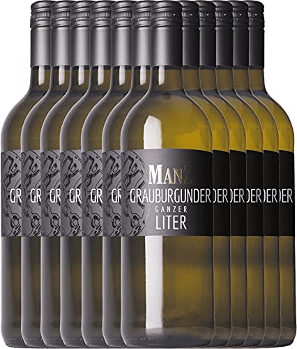VINELLO 12er Weinpaket Weißwein - Grauburgunder Liter trocken 2022 - Weingut Manz mit VINELLO.weinausgießer | 12 x 1,0 Liter von Weingut Manz