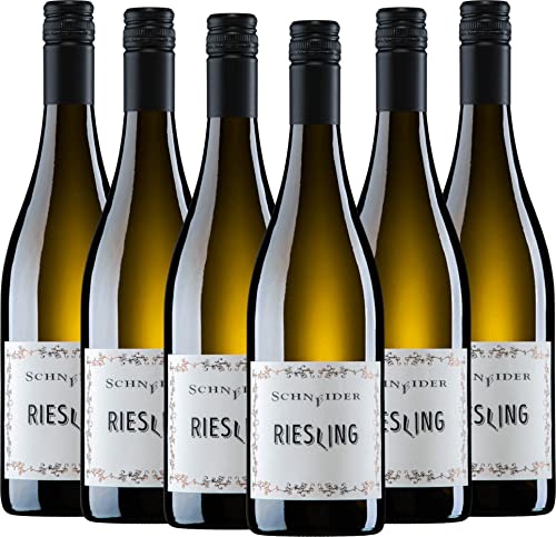 VINELLO 6er Weinpaket Weißwein - Riesling trocken 2021 - Markus Schneider mit einem VINELLO.weinausgießer | 6 x 0,75 Liter von Weingut Markus Schneider