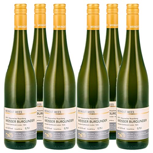 WEINGUT MEES | Weissburgunder trocken 2019, Kreuznacher Rosenberg - Nahe | hochwertiger Weißburgunder | Weißwein-Set aus Deutschland | Paket (6 x 750 ml) 100% Weisser Burgunder von WEINGUT MEES