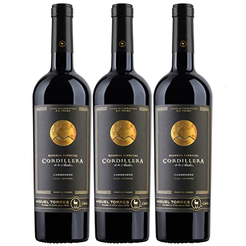 Miguel Torres Cordillera Carmenère Cachapoal Valley Rotwein Wein Trocken Chile I Versanel Paket (3 x 0,75l) von GREAT BRITISH TRADING LIMITED