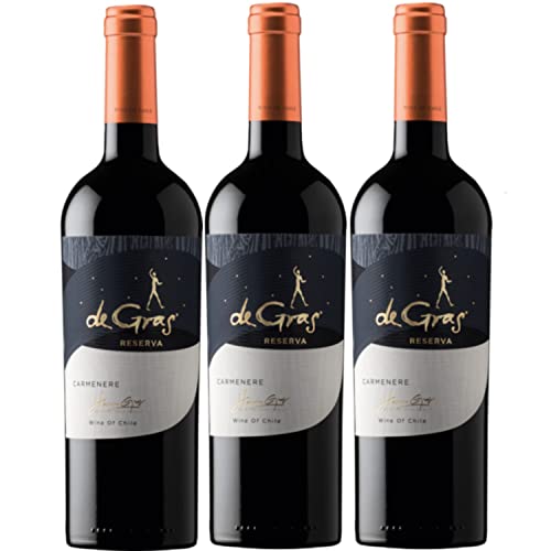 De Gras Reserva Carmenère Valle Central Rotwein chilenischer Wein trocken Chile I Visando Paket (3 x 0,75l) von Weingut MontGras
